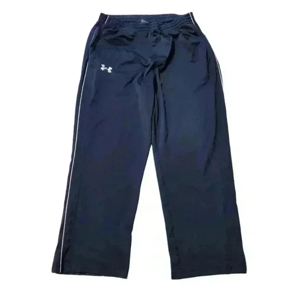 Mens Underarmour Side Zip Trac Pants Black Drawstring Sz XL - Picture 1 of 6